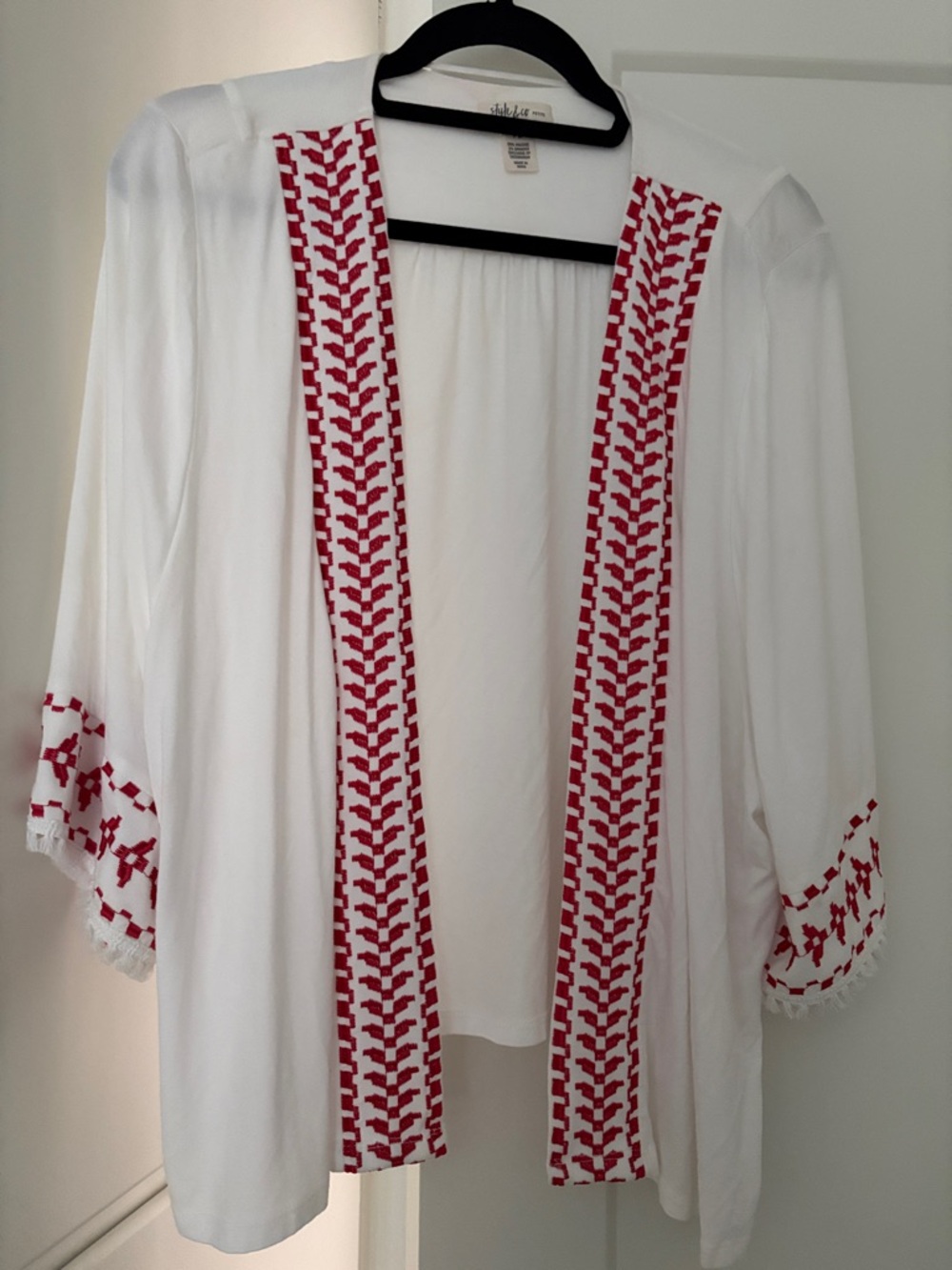 Style & Co. Black and White Satin-Look Petite Top